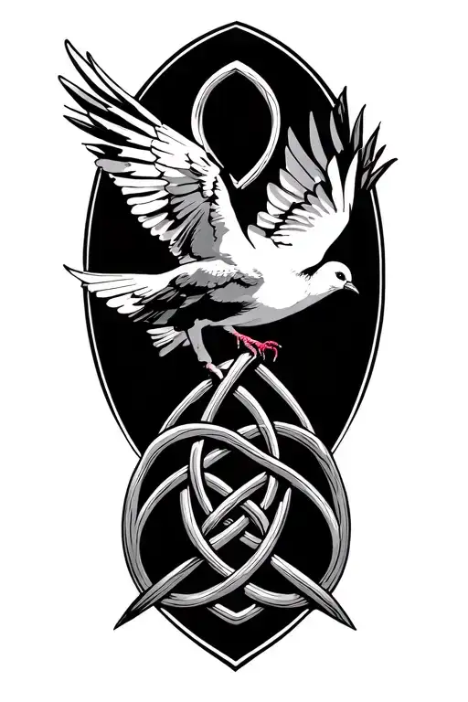 Celtic Trinity Knot With A Dove Perched