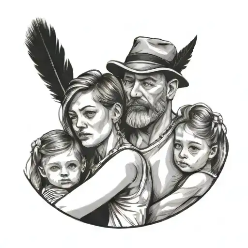 Father With Partner And Two Daughters