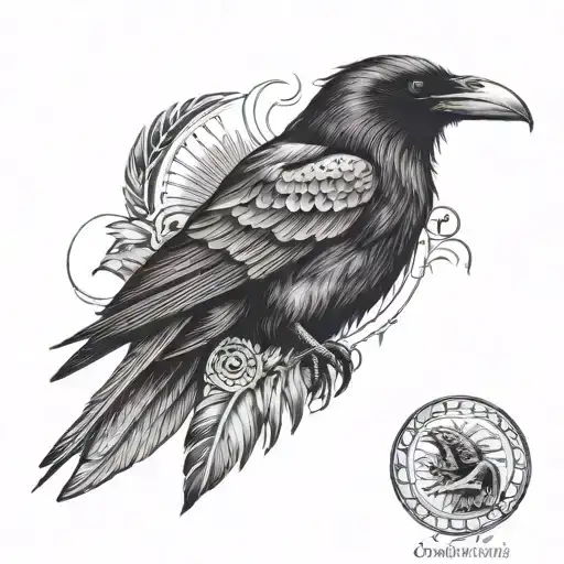 Raven With Native American Artwoek