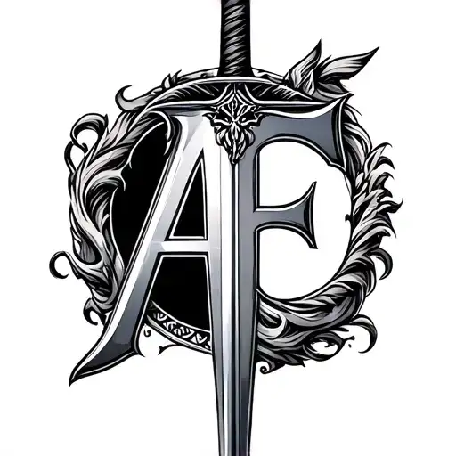 Letter A And Letter E With A Half Horse Half Sword Pattern