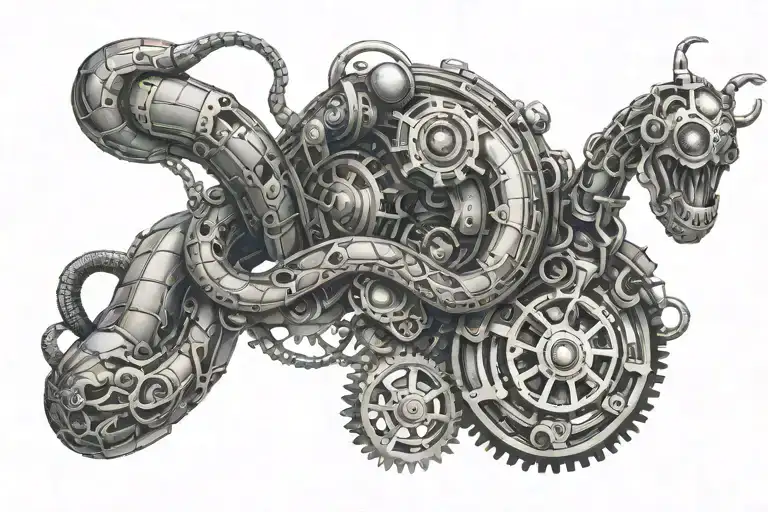 Steampunk Gear Work Robotic Cyborg Cobra Snake
