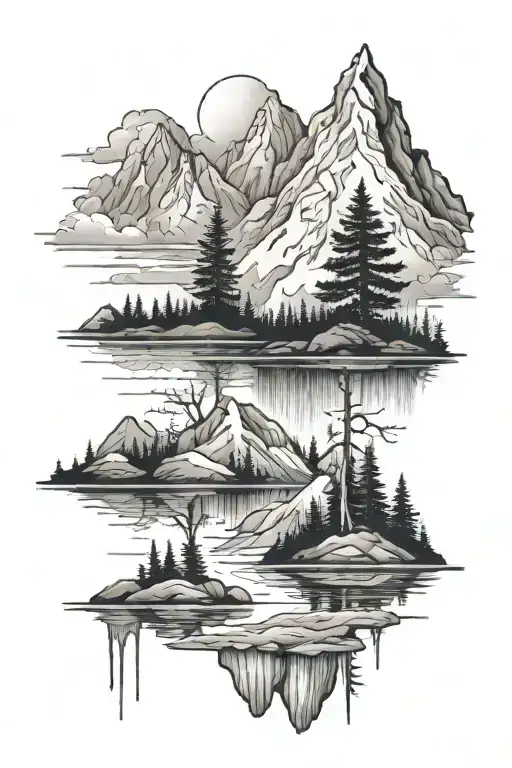 Mountains Trees Water