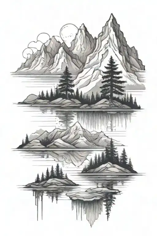 Mountains Trees Water