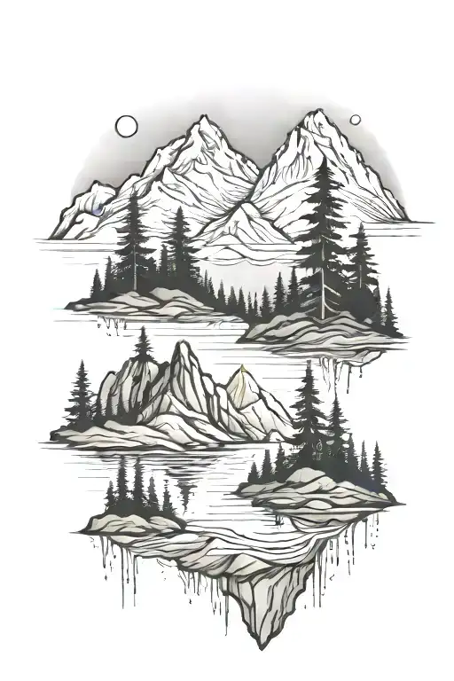 Mountains Trees Water