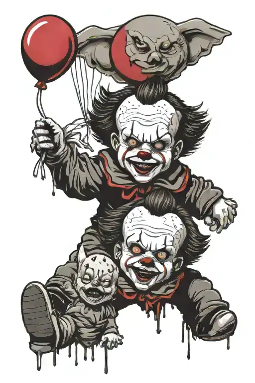 Michael Myers Face Split Pennywise Teddy Bear Red Ballon