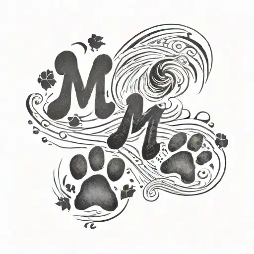 Dog Footprints With The Initial M