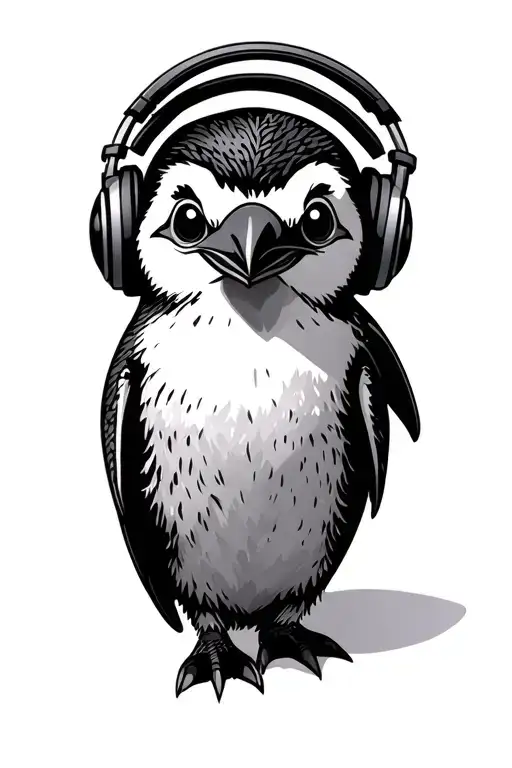 Polynesian Penguin Wearing Headphones