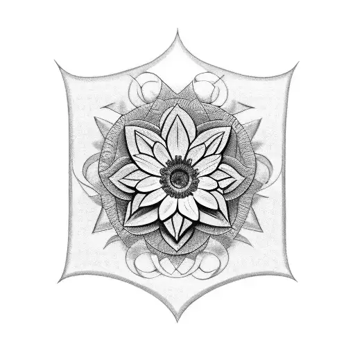 A Tattoo Design Combining A Capricorn Symbol With A Gerbera Flower And Roman Numberals For 1967