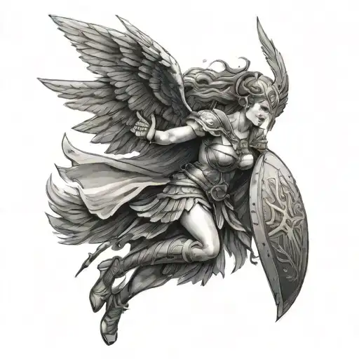 Valkyrie Carrying A Warrior In Her Arms