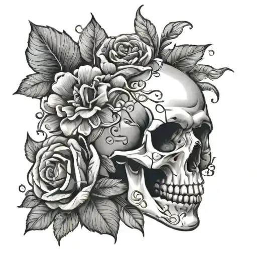 Skull And Flowers