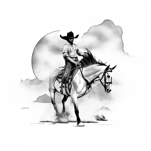 Cowboy Riding Off Into The Sunset