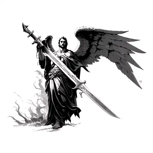 Archangel Micheal With Sword And Heave Gate