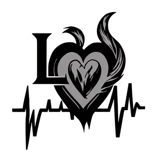 Lh Initials Joined To Heartbeat Line