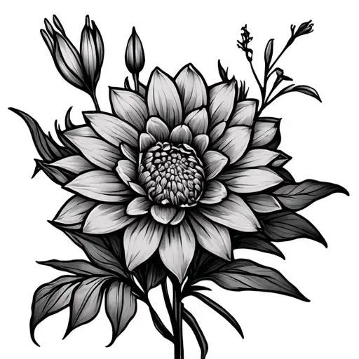 Fine Line Bouquet Made Of A Dahlia And A Camas Lily