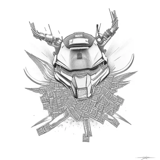 A Motorcycle Surrounded By Stacks Of Money And Street Graffiti