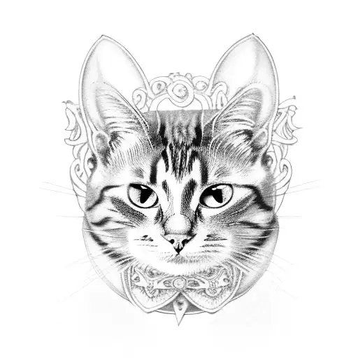 A Cat Wearing A Renaissance-style Ruff Collar Surrounded By Art Supplies