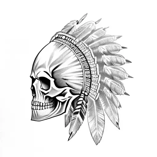 Skull With Indian Head Dress