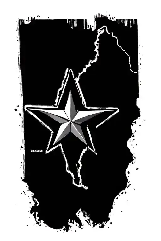 Outline Of Texas With A Star By Galveston