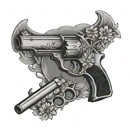 Tombstone Daisy Crossed Pistol Surrounded