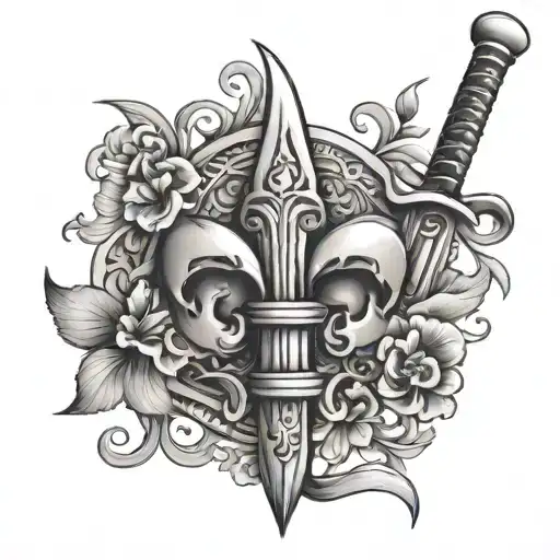 Katana Sword And Fleur De Lis