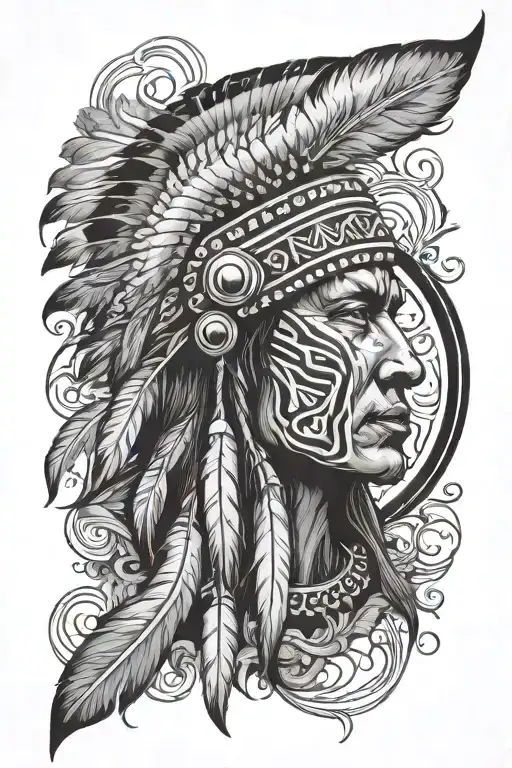 Native American With Leatherwork Smoke Swirling