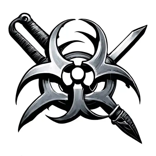Biohazard Symbol With Sword Going Through Center
