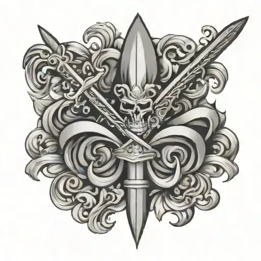 Fleur De Lys With Katana Sword