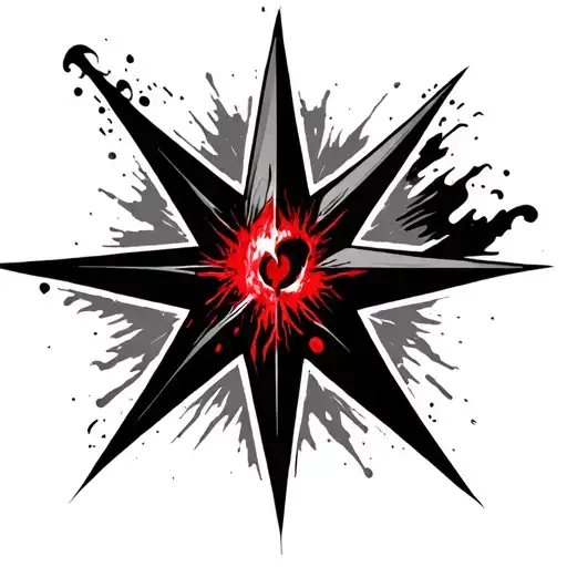 Black Star With A Bloody Core - A Crossroads Of A Sight Piercing Both Symbols