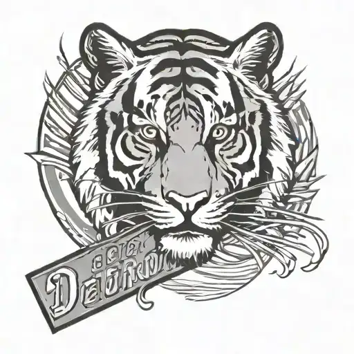 Detroit Tigers Logo With Black And Gray Realisms Tiger