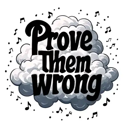 Words Prove Them Wrong With Clouds Around And Music Notes In The Clouds