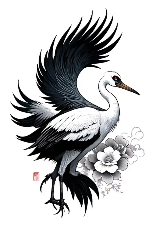 Japanese Crane Line Tattoo Half Sleeve Tattoo Design