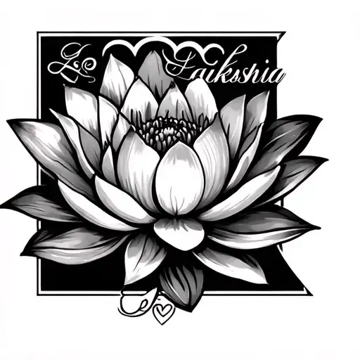 Lotus Flower With Hearts And Name Lakeshia