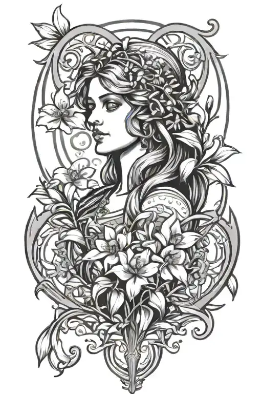Circe Astrology Symbol Incorporated With Snowdrop Flowers