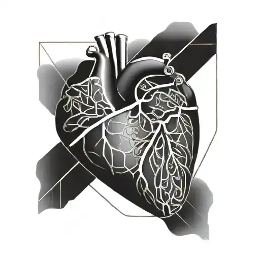 Black Lines Tatoo Of A Heart In Golden Ratio Dimensions