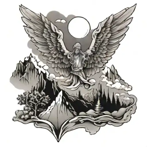 Mountain And Angel Wings