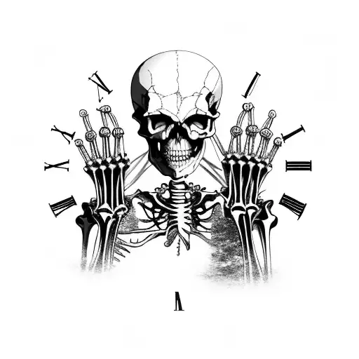 A Hand Skeleton Hold Clock