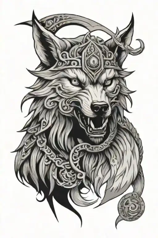 Norse Mthology With Wolf Face