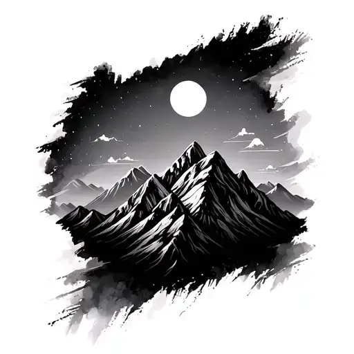 Mountain Ranges With Sunrise