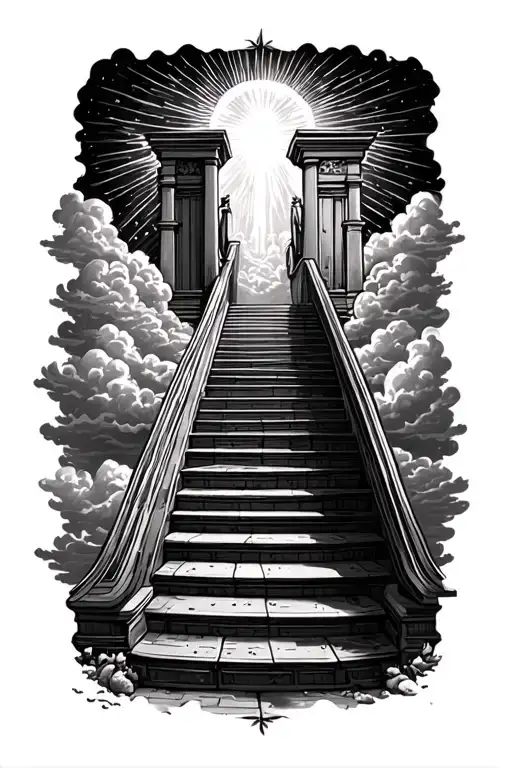 Stairway To Heaven Walking Up Stairs Clouds Heaven Gate At The Top Of The Stairs