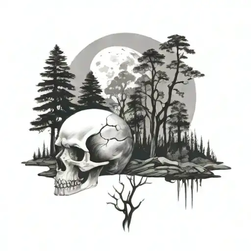 Skull Forest And Moon