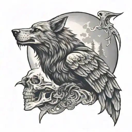 Howling Wolf Moon Skull Reaper