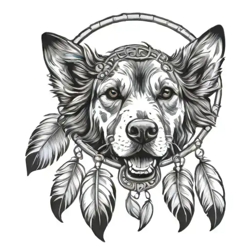Dream Catcher Dog Paw With Dog Face In It
