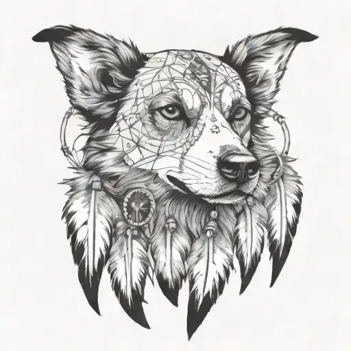 Dream Catcher Dog Paw With Dog Face In It