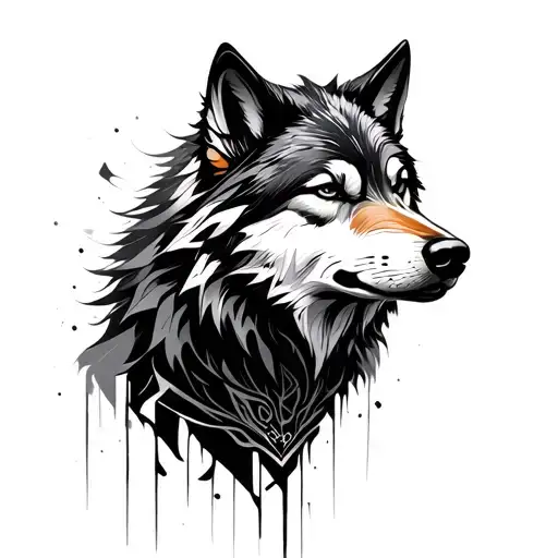 Sigma Lone Wolf Abstract Line Art