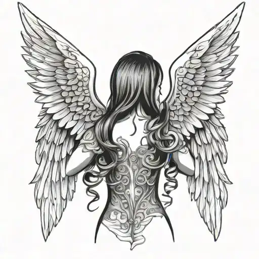 Angel Woman Back Open Wings