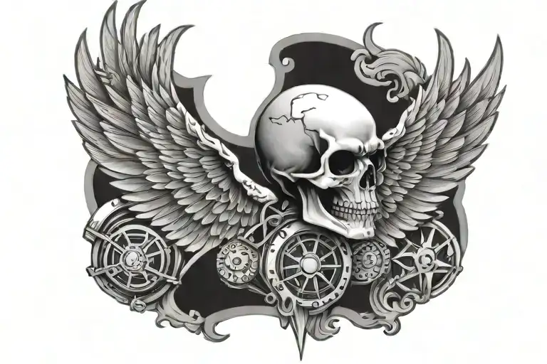 Throat Skull Harley Davidson Wings Illuminati Eyes