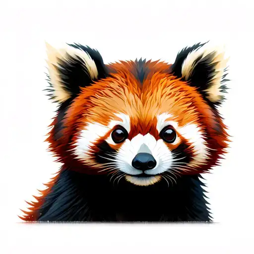 Red Panda With Geometric Baground Elements
