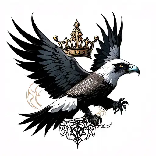 The Infinite Design With The Crown And The Hawk Flying