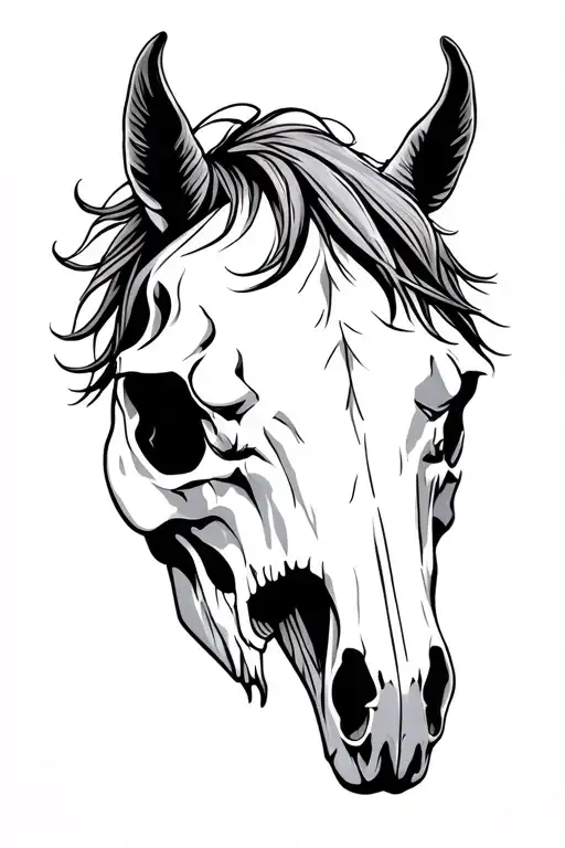 Horse Skull In Profile Without Ears