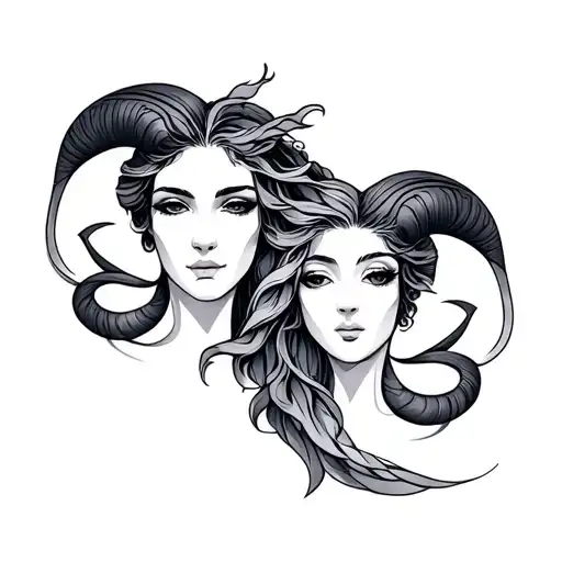 Couple Tatto Design Aquarius And Aries Symbols Combined